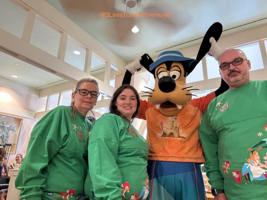 Goofy is all ears when you want to talk to him about a Beach Bash during Breakfast at Cape May Cafe.
