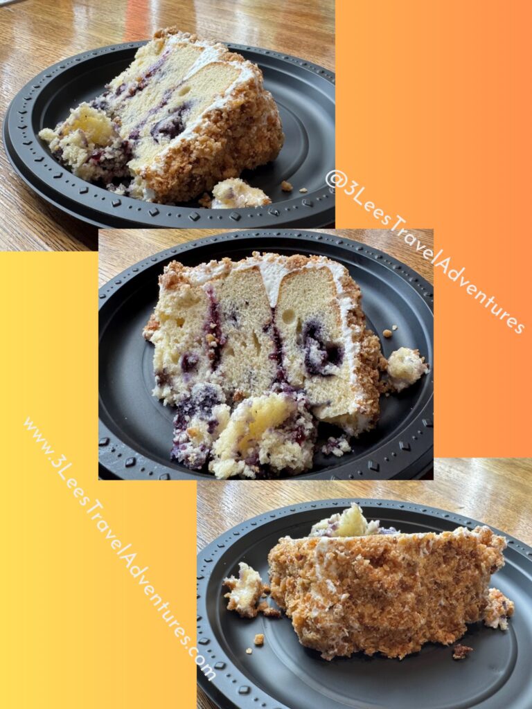 The Delish Lemon Bluberry Pie Layer Cake at 4 Rivers BBQ Smokehouse. (Cake Subject to Change)