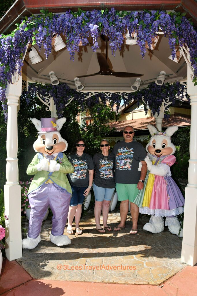 Meeting Mr. and Mrs. Easter Bunny in Liberty Square at the Magic Kingdom Easter 2025.