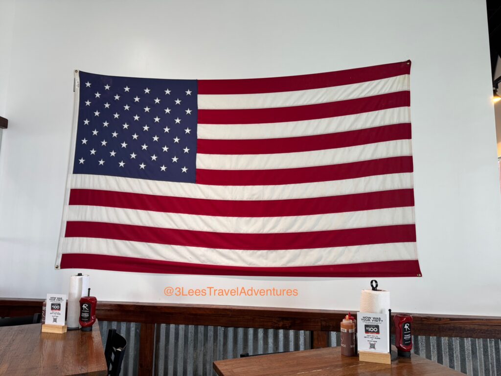 Old Glory hangs Proudly and with Honor in the 4 Rivers BBQ Smokehouse in Daytona Beach, Florida.