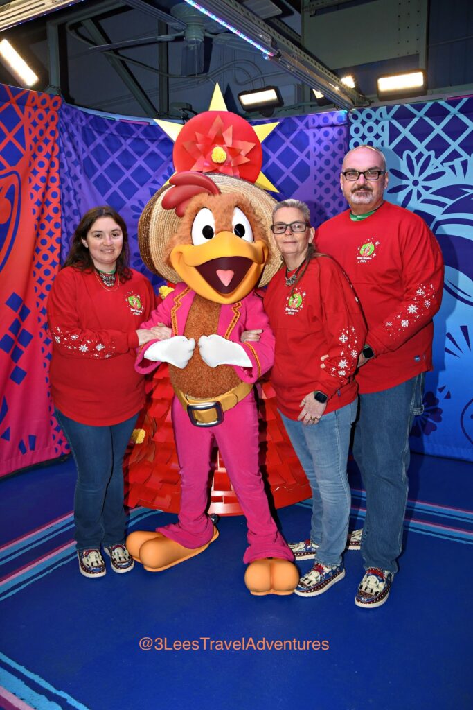 3 Lee's Travel Adventures loved getting to meet Panchito from the 3 Caballeros at Disney Jollywood Nights 2024.