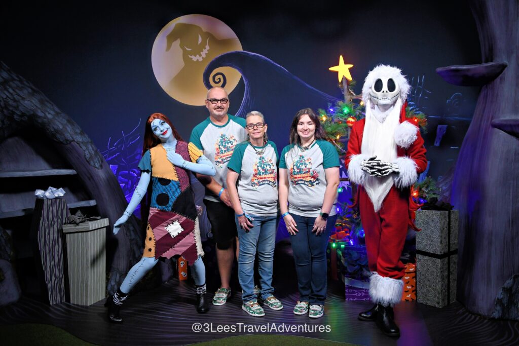 3 Lee's Travel Adventures loved traveling to Halloweentown to meet Sally and Sandy Claws during Mickey's Very Merry Christmas Party in 2024.