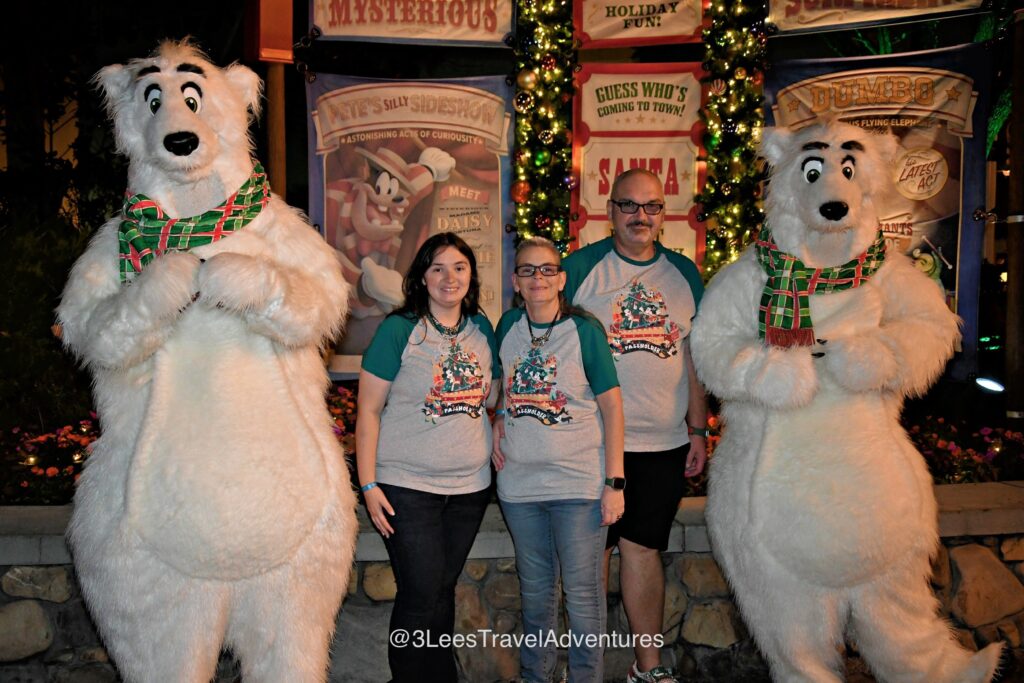 3 Lee's Travel Adventures enjoyed meeting the Polar Bears in Santa's Christmas Carnival at Mickey's Very Merry Christmas Party in 2024.