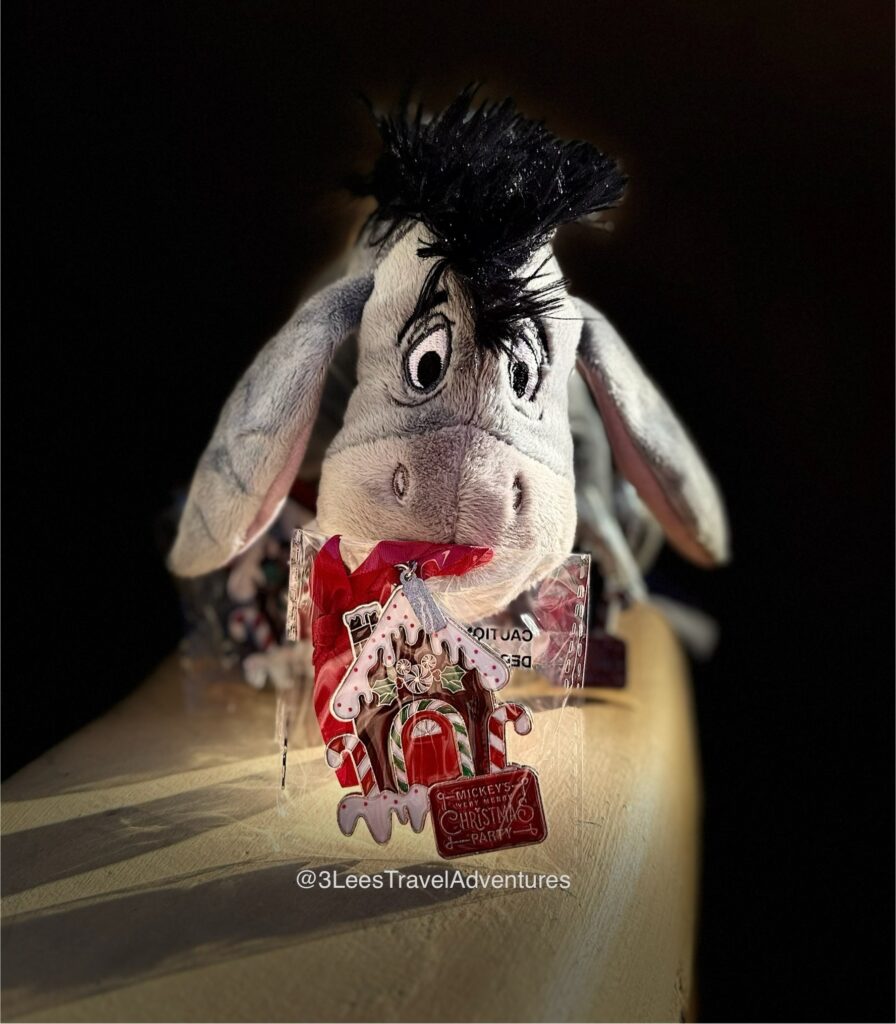 Mickey's Very Merry Christmas Party had an Adorable Complimentary Ornament in 2024. Adventure Eeyore loved this Party Keepsake.