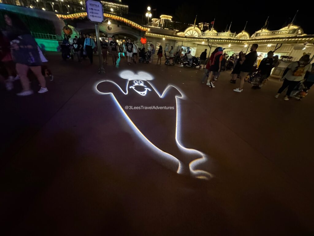 Projections like this 1 are just some of the Special Extra Details that are hidden around during the 2024 Mickey's Not So-Scary Halloween Party.