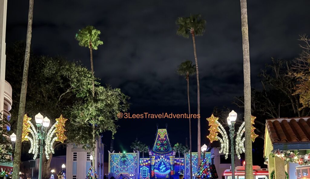 The Grauman's Chinese Theatre in Disney's Hollywood Studios came alive during DisneyJollywood Nights in 2024 through Projections during the Nightly Preformances of "JINGLE BELL, JINGLE BAM!" and "GLISTEN!"