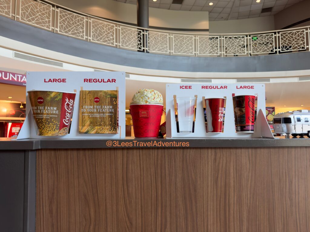 AMC Dine-In Disney Springs 24 offered Guests 2 sizes of Popcorn, 2 sizes of Drinks in 2025.
