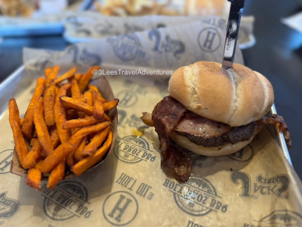 The Boss Hog Burger comes with Grilled Ham and Thick Cut Bacon. I choose to get Sweet Potato Fries as my side at 1720 Burger Bar.