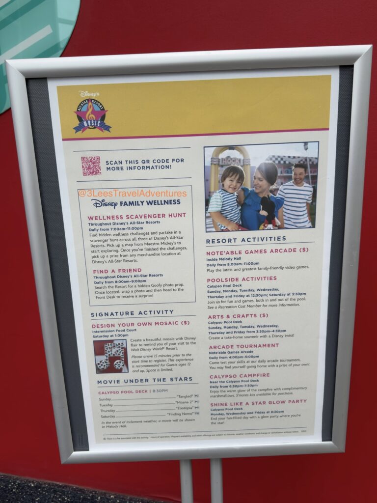 Disney's All-Star Music Resort's Activity Guide from May 2025