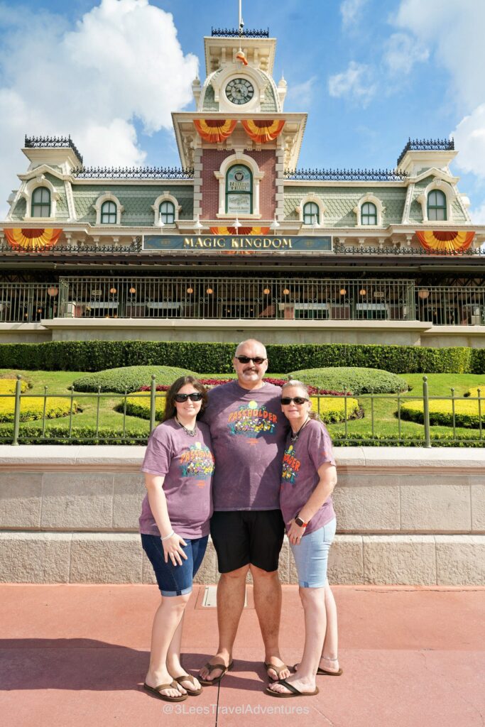 We, 3 Lee's Travel Adventures, enjoy how the front of the Magic Kingdom Train Station and the Mickey Face Topiary changes with the seasons.