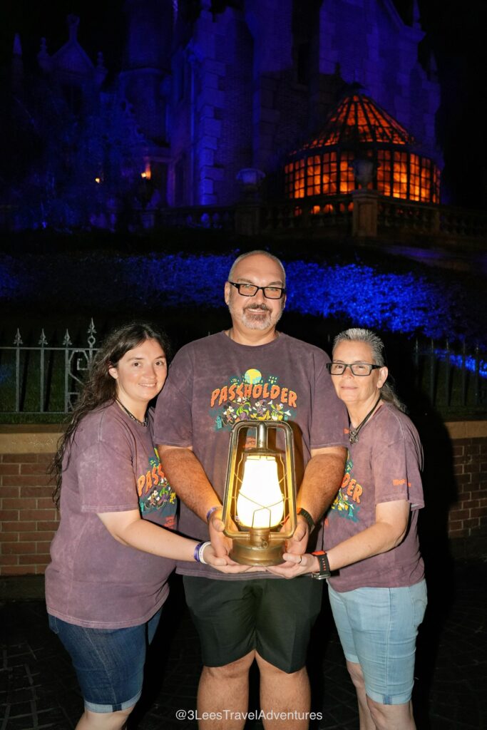 We, 3 Lee's Travel Adventures, LOVE The Haunted Mansion. And, we LOVE getting our picture taken with Gracey Manor. As a added bonus, during Mickey's Not-So-Scary Halloween Party on August 24, 2025, we got some Awesome Pictures with the Special Lighting on the Manor, plus with the Cemetery Caretaker's Lantern, a Party Exclusive Photo Op.