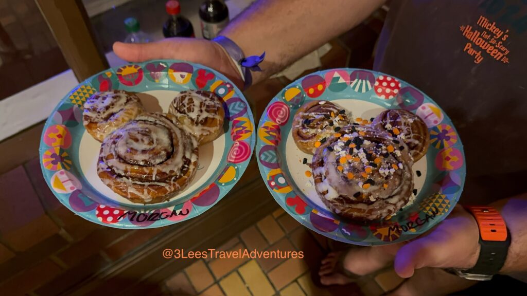 We, 3 Lee's Travel Adventures, LOVE Mickey-Shaped Cinnamon Rolls. We enjoyed both the Regular and the Party Exclusive One during Mickey's Not-So-Scary Halloween Party on Sunday, August 24, 2025.