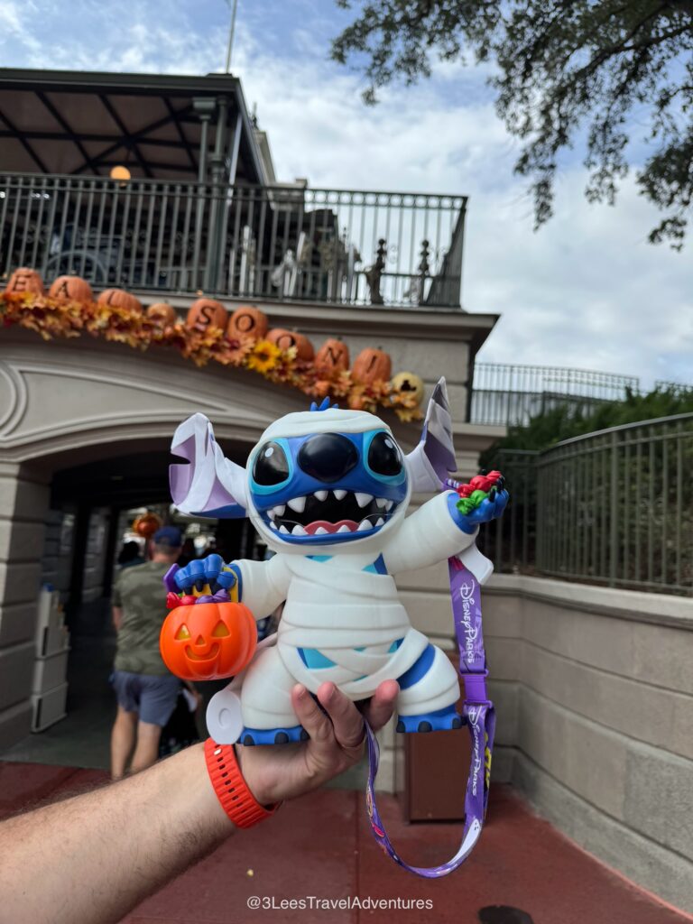 Mummy Stitch is the theme of the 2025 Halloween Popcorn Bucket at Walt Disney World. We, 3 Lee's Travel Adventures, got ours from the Magic Kingdom on August 24, 2025. And, boy is he cute.