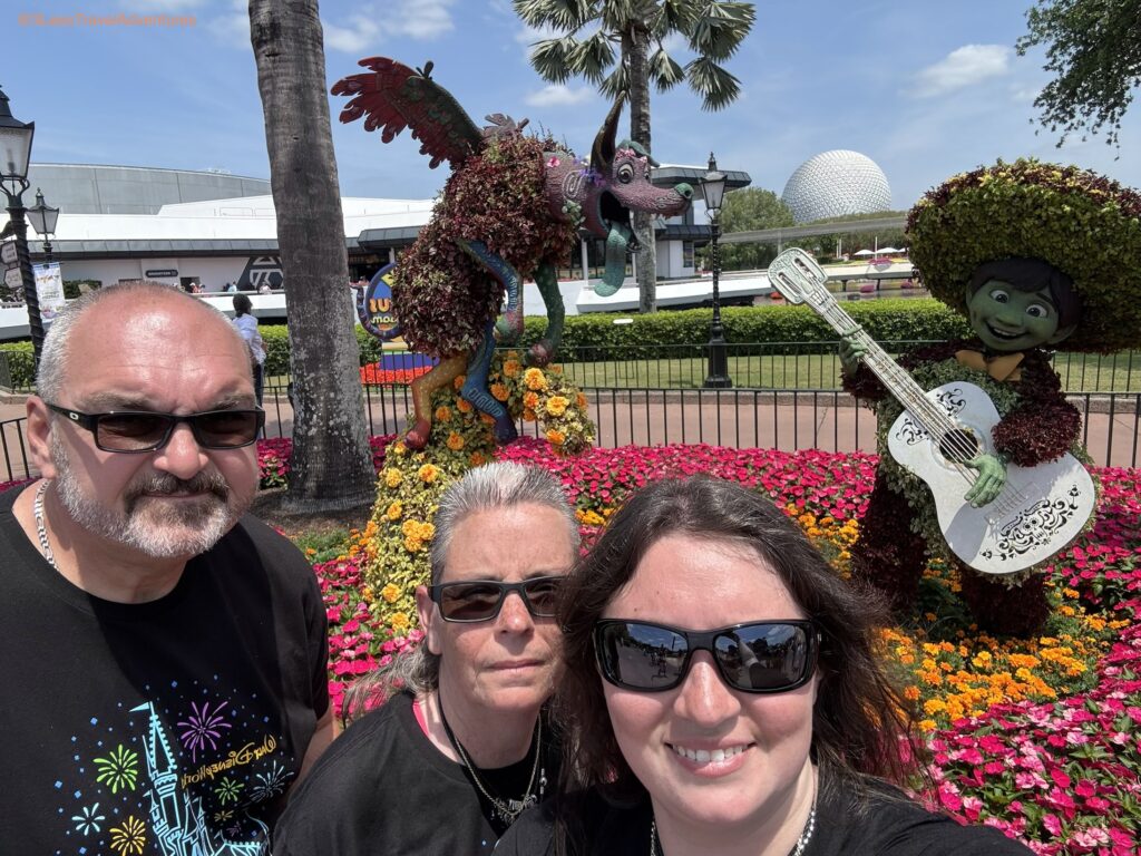 We, 3 Lee's Travel Adventures, made a mid-week pace change on Wednesday, April 23, 2025. We headed to EPCOT to see the International Flower and Garden Festival. The Flowers were Beautiful, and included some Beloved Characters as well as new Favorites, like Friends from Coco.