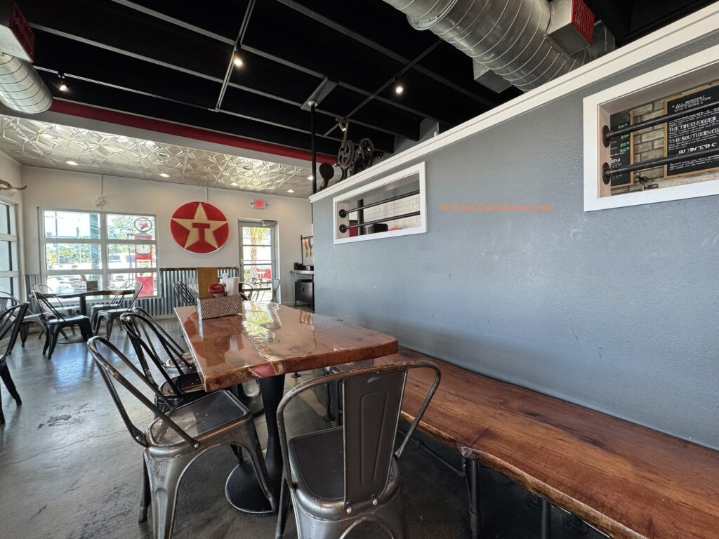 The Dining Area at Pumphouse BBQ & Smokehouse offers options for various party sizes.