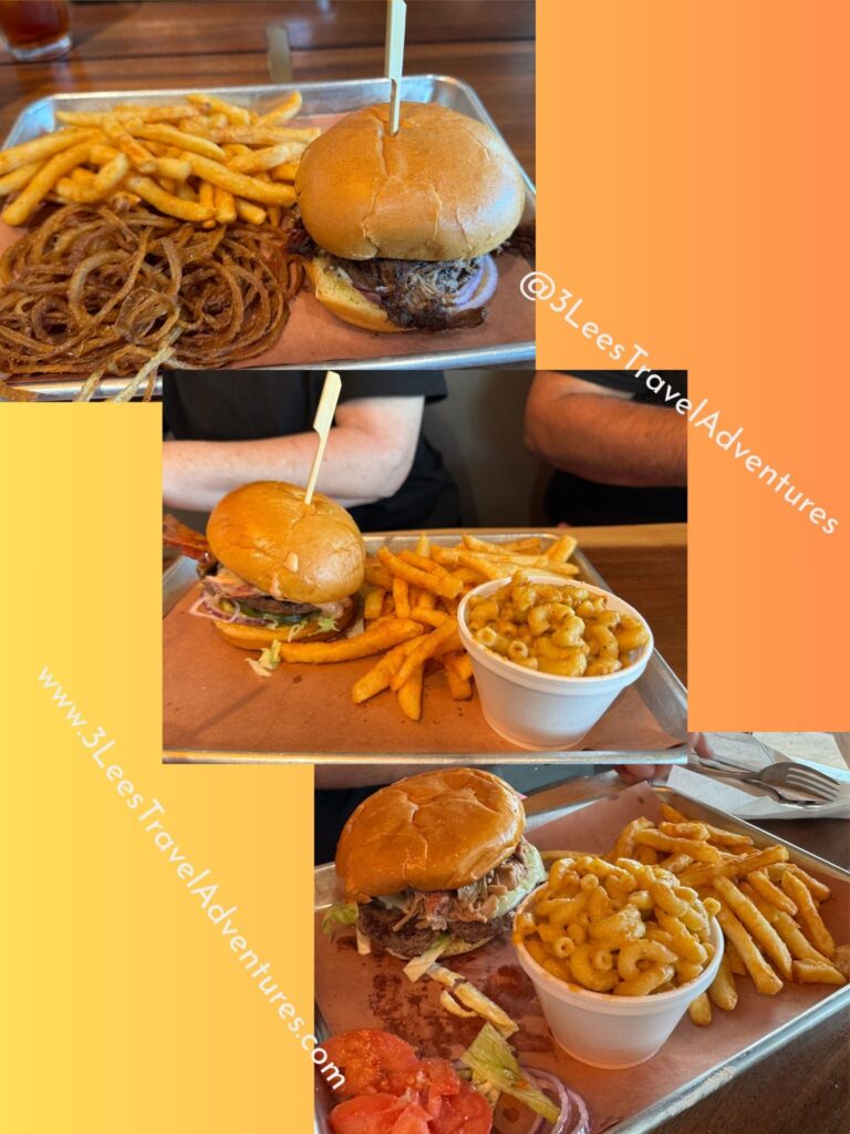 We, 3 Lee's Travel Adventures, each ordered the Triple B Burger from Pumphouse BBQ & Smokehouse.